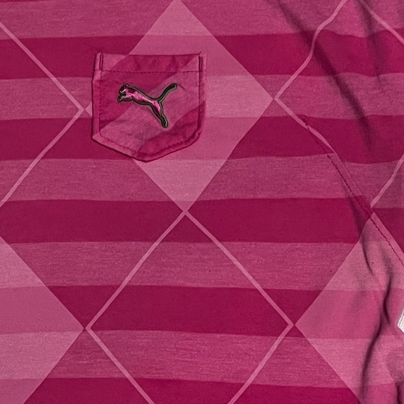 Puma Women’s Ruched T Shirt Pink Striped Short Sleeve Size Medium NWOT - Picture 4 of 7